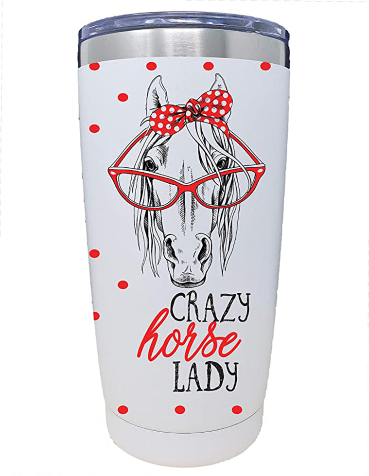 Personalized Horse Tumbler Crazy Horse Lady