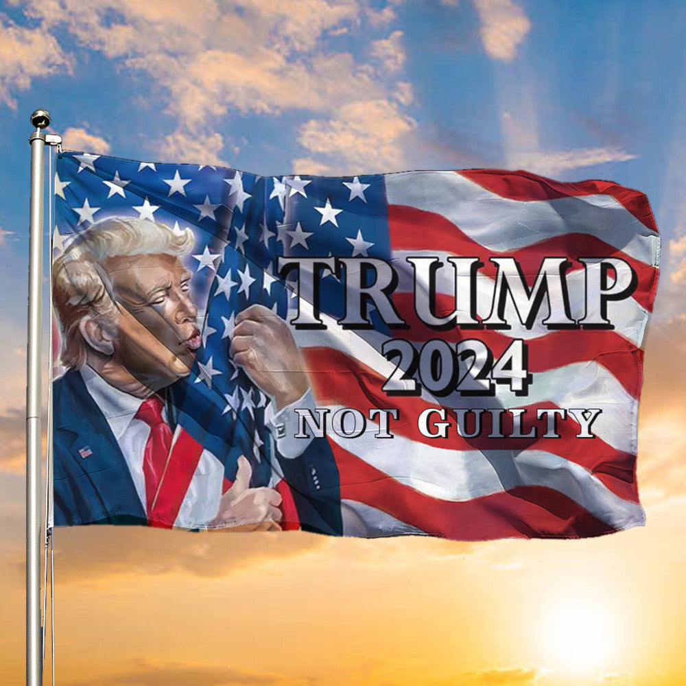 Trump 2024 Not Guilty Flag American Flag Pro Donald Trump 2024 President Campaign Merch