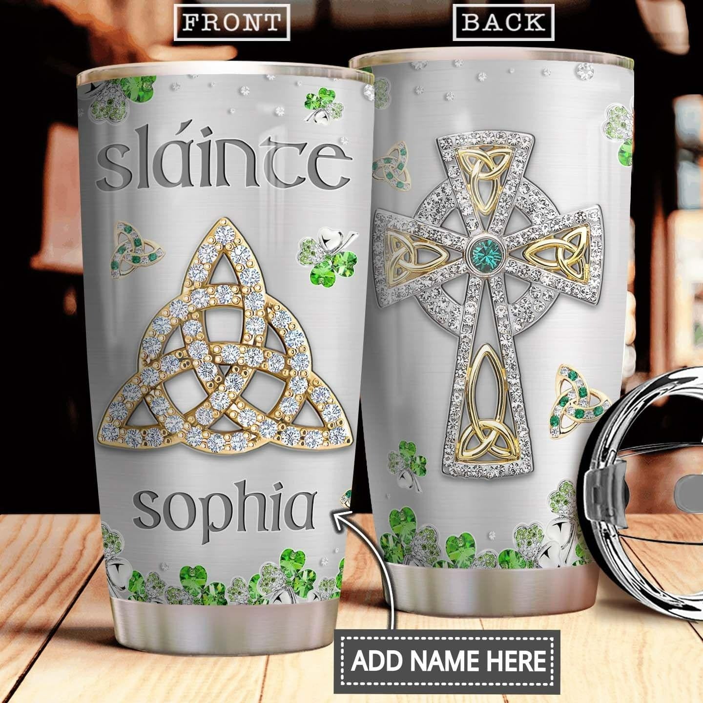 Personalized Irish Tumbler Irish Cross Jewelry Style