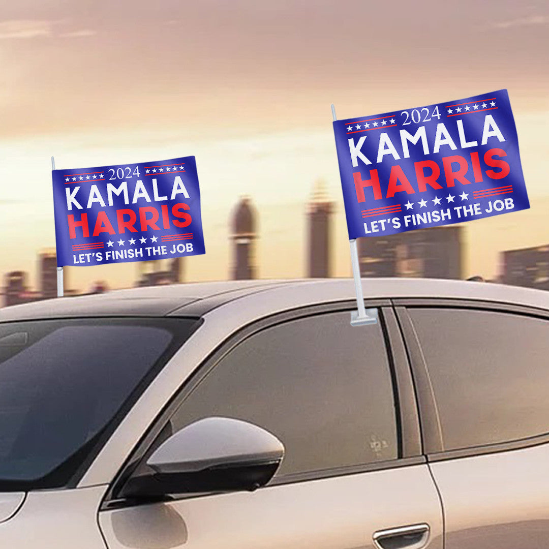 2024 Kamala Harris Let's Finish The Job Car Window Flag Harris For President Flag