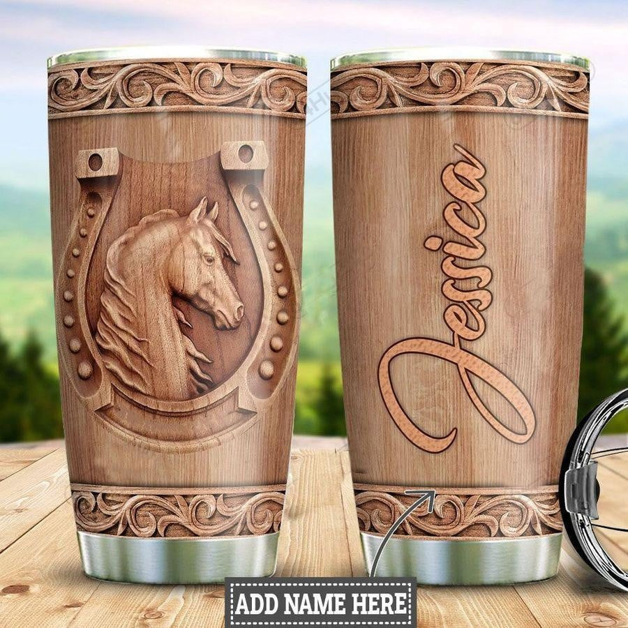 Personalized Horse Tumbler Wood Style