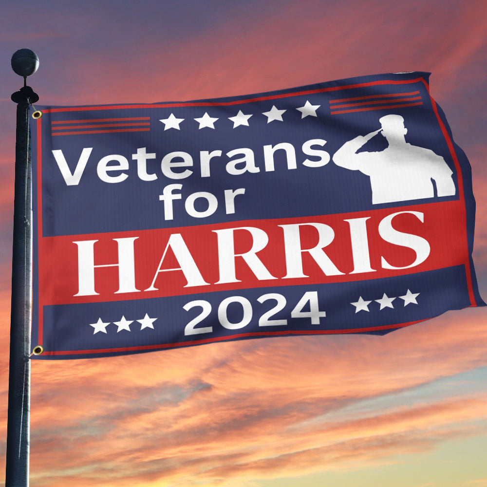 Veterans For Harris Walz 2024 Flag Kamala Harris Tim Walz 2024 Campaign Flag Gifts For Veterans