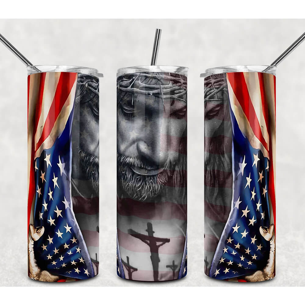 Jesus Skinny Tumbler American Flag