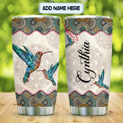 Personalized Hummingbird Mandala Tumbler