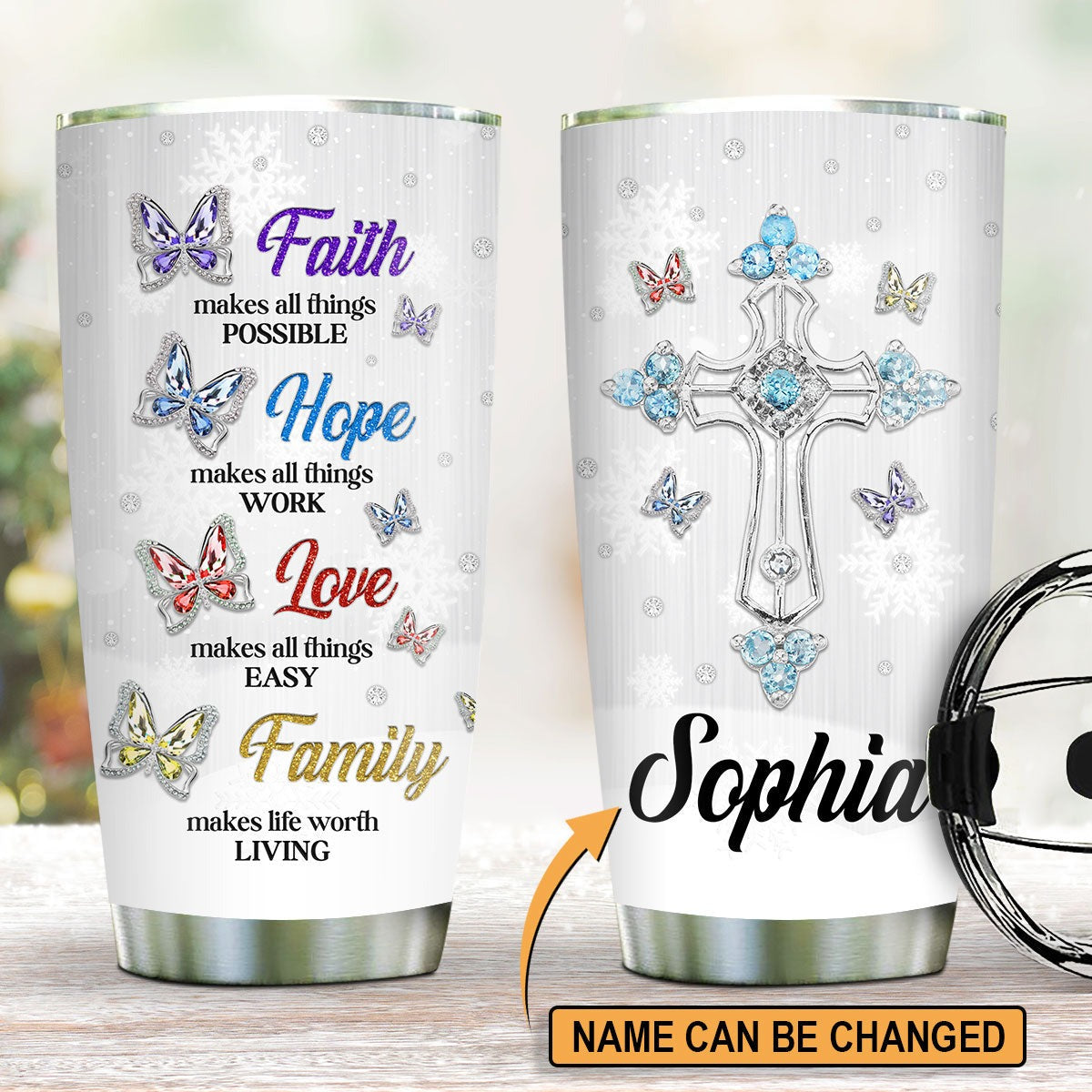 Personalized Christian Tumbler Faith Makes All Things Possible