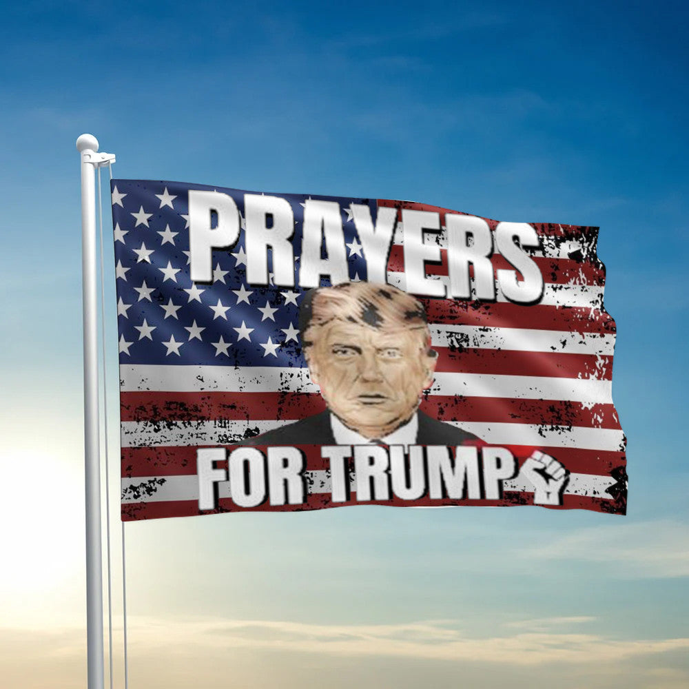 Trump Shot Rally Flag Prayers For Trump Flag Gifts For MAGA Supporters