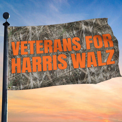 Veterans For Harris Walz Lawn Camo Flag Kamala Harris Tim Walz 2024 Campaign Flag Gifts For Veterans