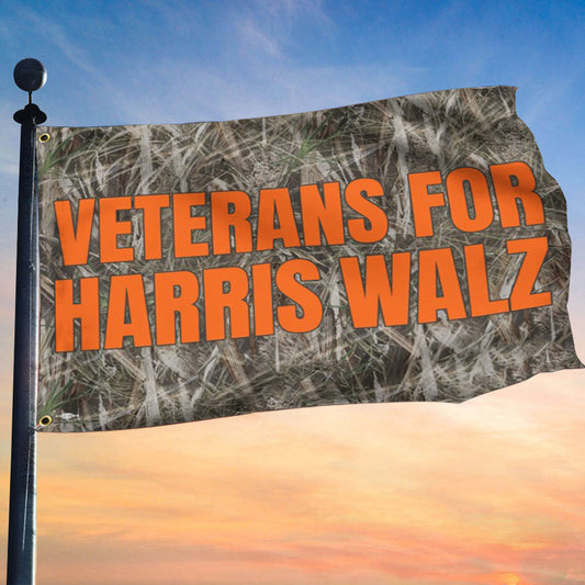 Veterans For Harris Walz Lawn Camo Flag Kamala Harris Tim Walz 2024 Campaign Flag Gifts For Veterans