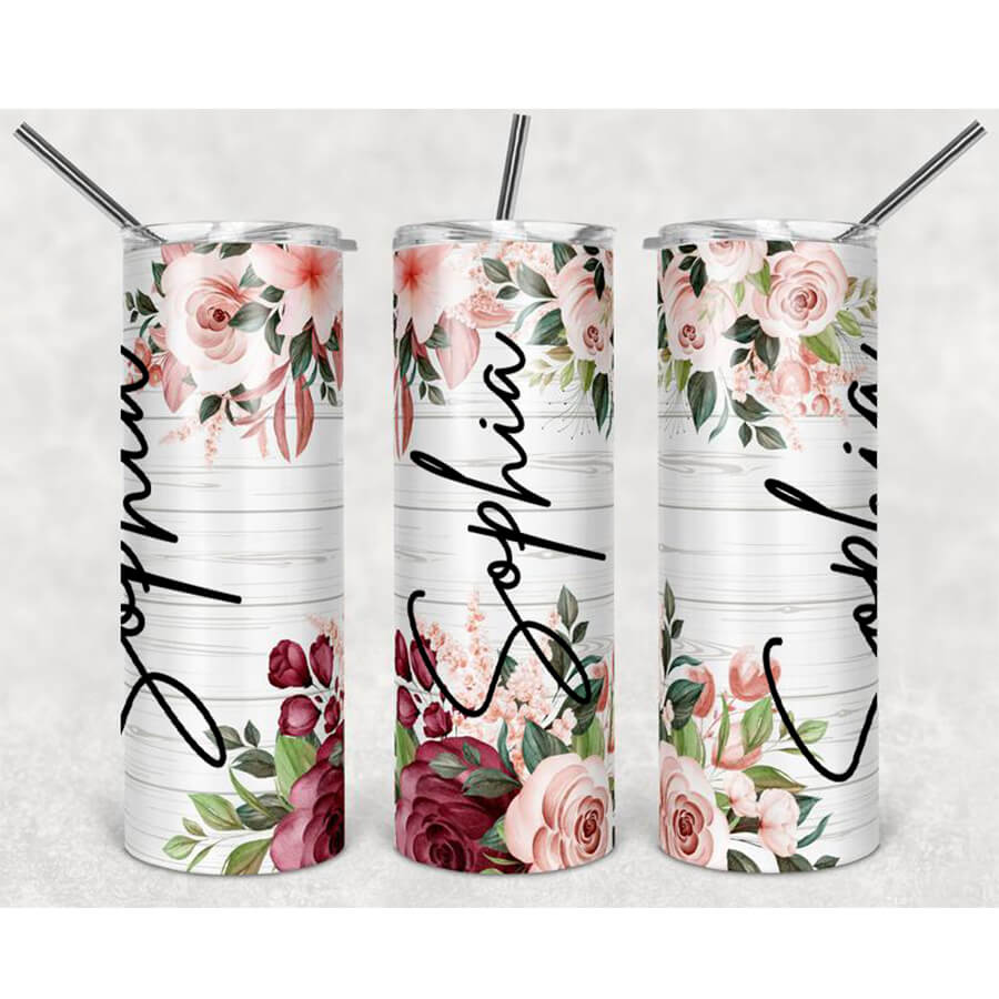 Personalized Skinny Tumbler Floral Tumbler