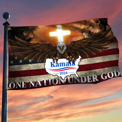 US Eagle Cross Kamala 2024 Flag One Nation Under God Kamala Harris Flag Patriotic Decor