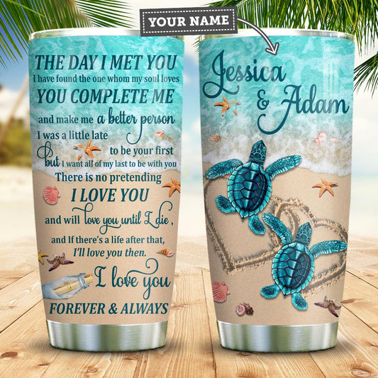 Personalized Couple Turtle Tumbler The Day I Met You