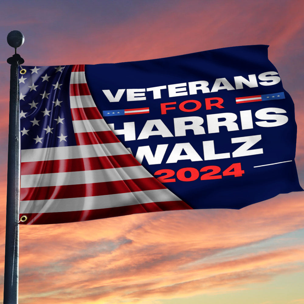 Veterans For Harris Walz 2024 American Flag Harris Walz Campaign Merch Democrat Flag