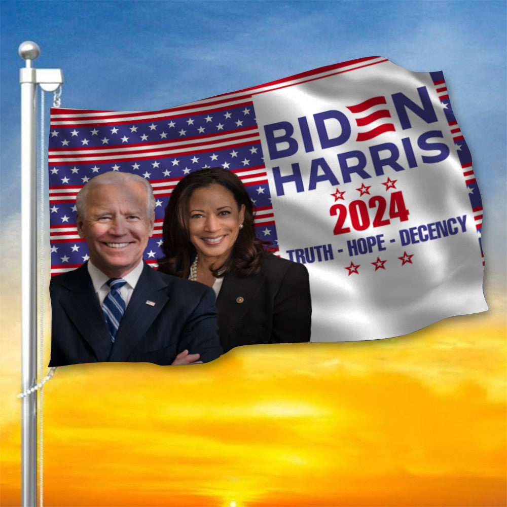 Biden Harris 2024 Truth Hope Decency Flag Joe Biden Harris Presidential Campaign Merch