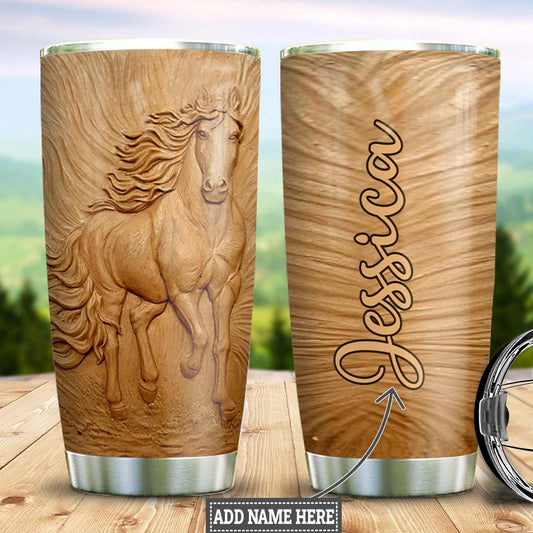 Personalized 20oz Horse Wood Tumbler