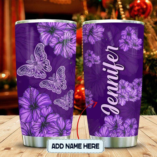 Personalized Hibiscus Butterfly Tumbler