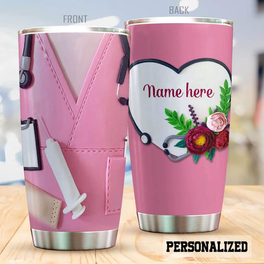 Personalized Nurse Tumbler Nurse In Pink Uniform