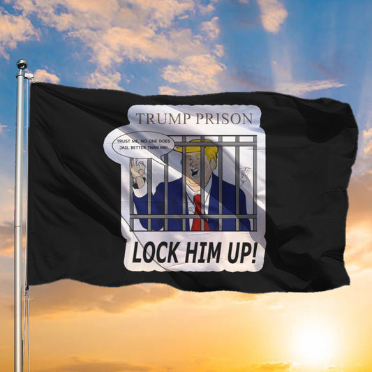 Trump For Prison Flag Anti Donald Trump Lock Him Up Flag 2024 Political Merchandise