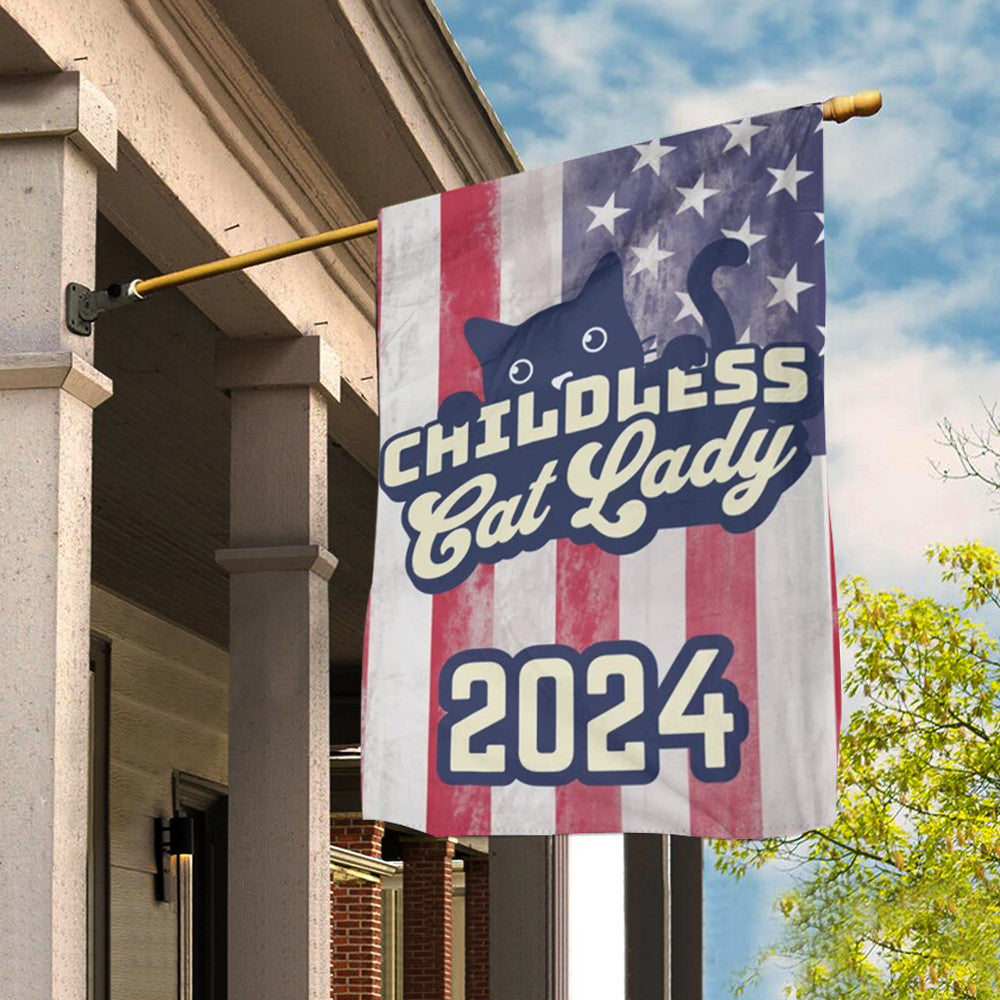 Childless Cat Lady 2024 Flag Kamala Harris For President Flag Madame President Merch