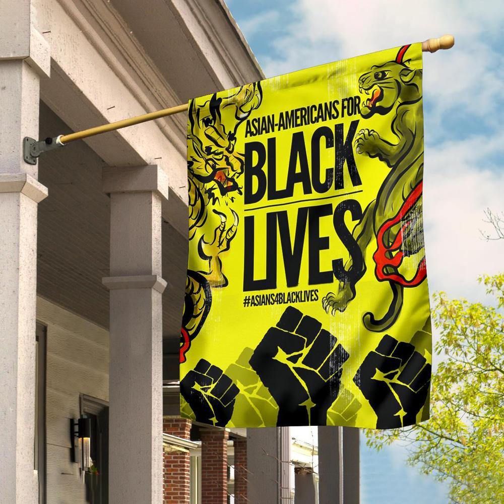 Asian-Americans For Black Lives Flag Yellow Peril Support Black Power Stop AAPI Hate Decor