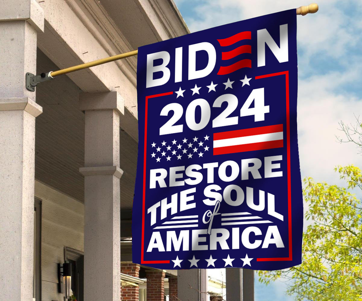 Biden 2024 Restore The Soul Of America Flag Biden 2024 Merch President Campaign