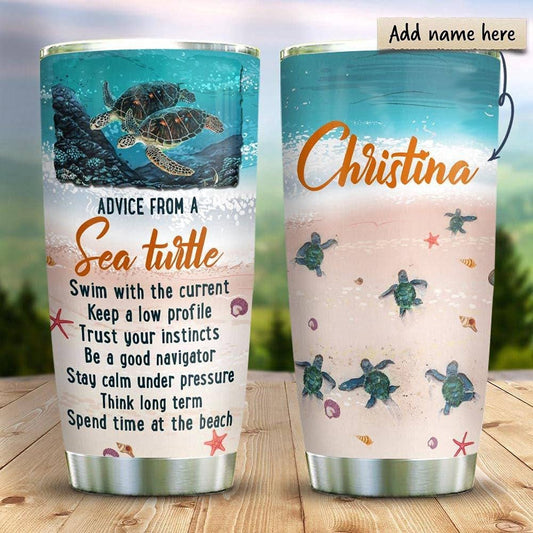 Personalized Sea Turtle Tumbler Advice From A Sea Turtle