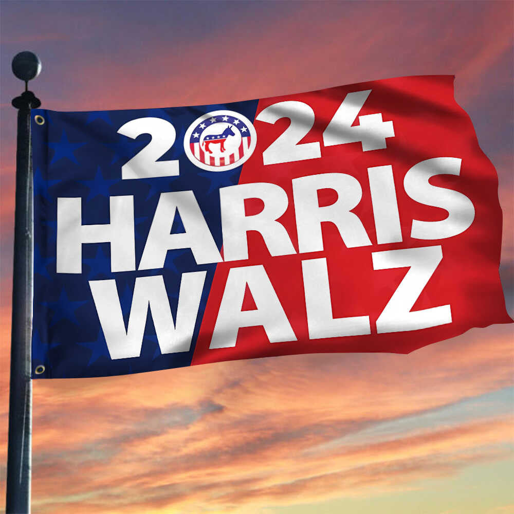 2024 Harris Walz Flag Support Democrat Flag Gifts For Harris Walz Voters