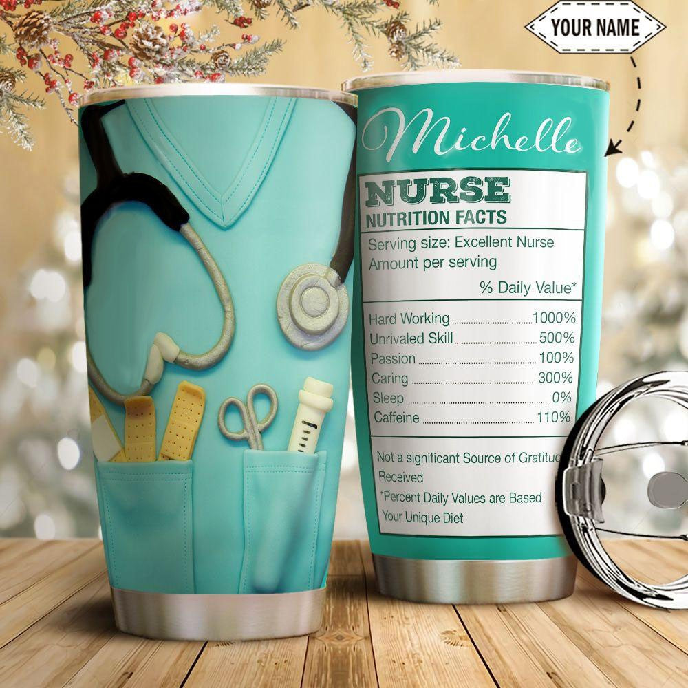 Personalized Nurse Tumbler Nurse Nutrition Facts In Uniform