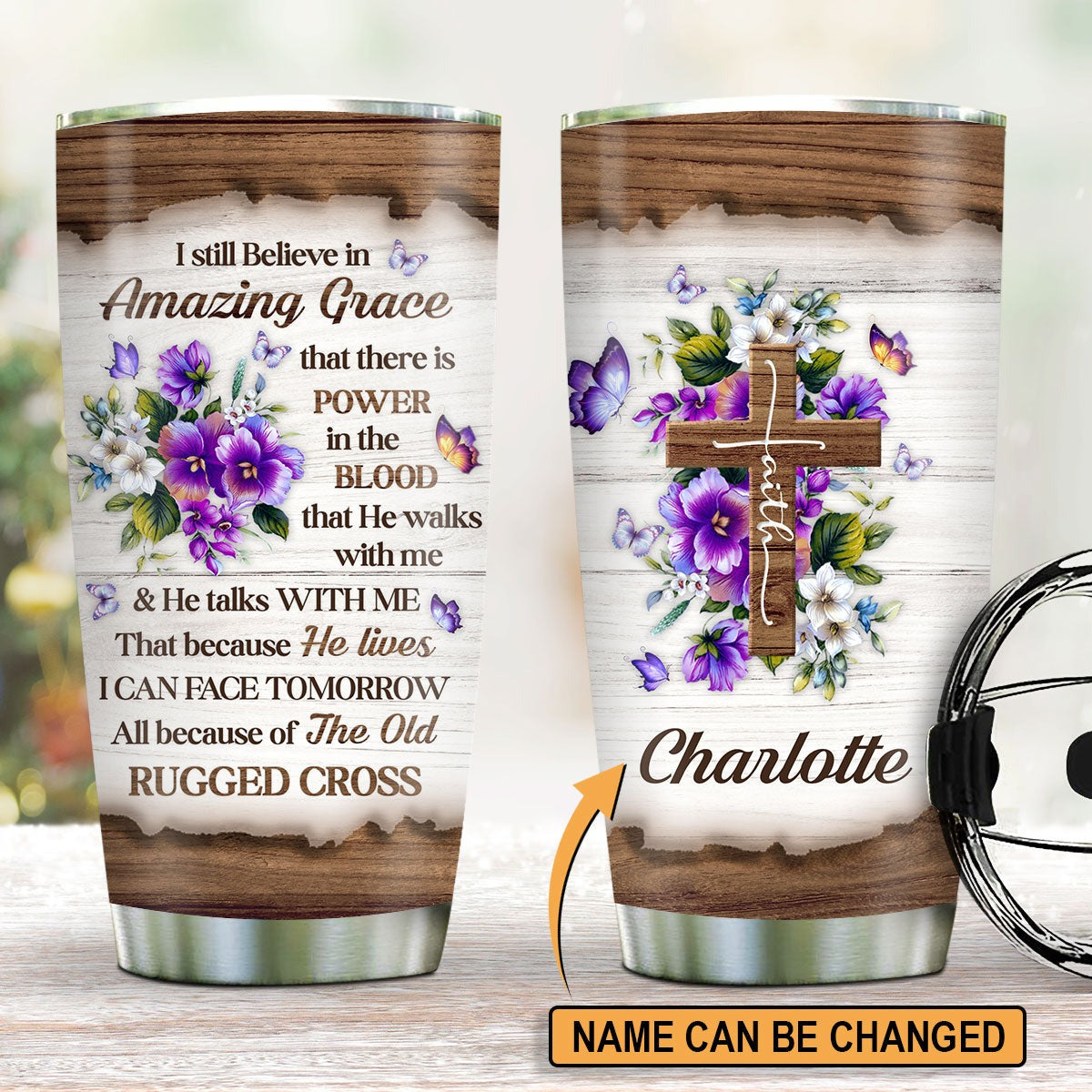 Personalized Christian Tumbler I Still Believe In Amazing Grace Floral