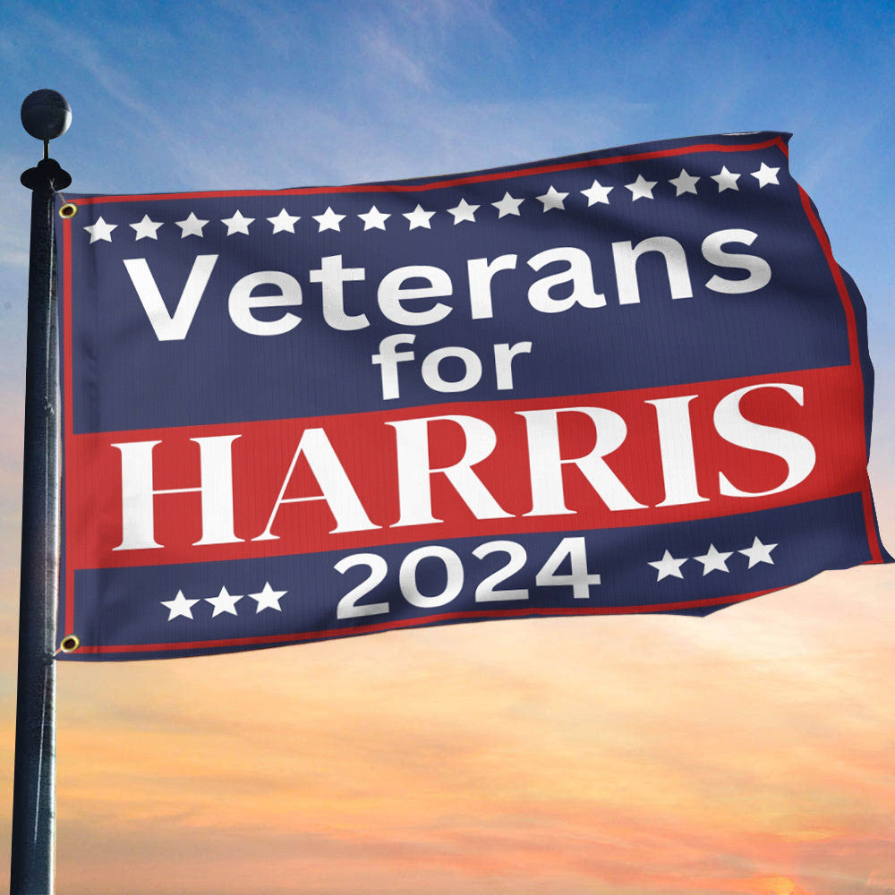 Veterans For Harris Political Flag Election 2024 Kamala Harris For President Flag Gifts For Her