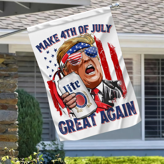 Make 4th Of July Great Again Millers Lite Trump Beer Funny Flag Home Outside Decor