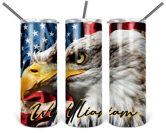 Personalized Skinny Tumbler Patriotic American Eagle