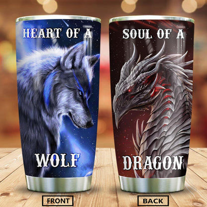 20oz Tumbler Heart Of A Wolf Soul Of A Dragon