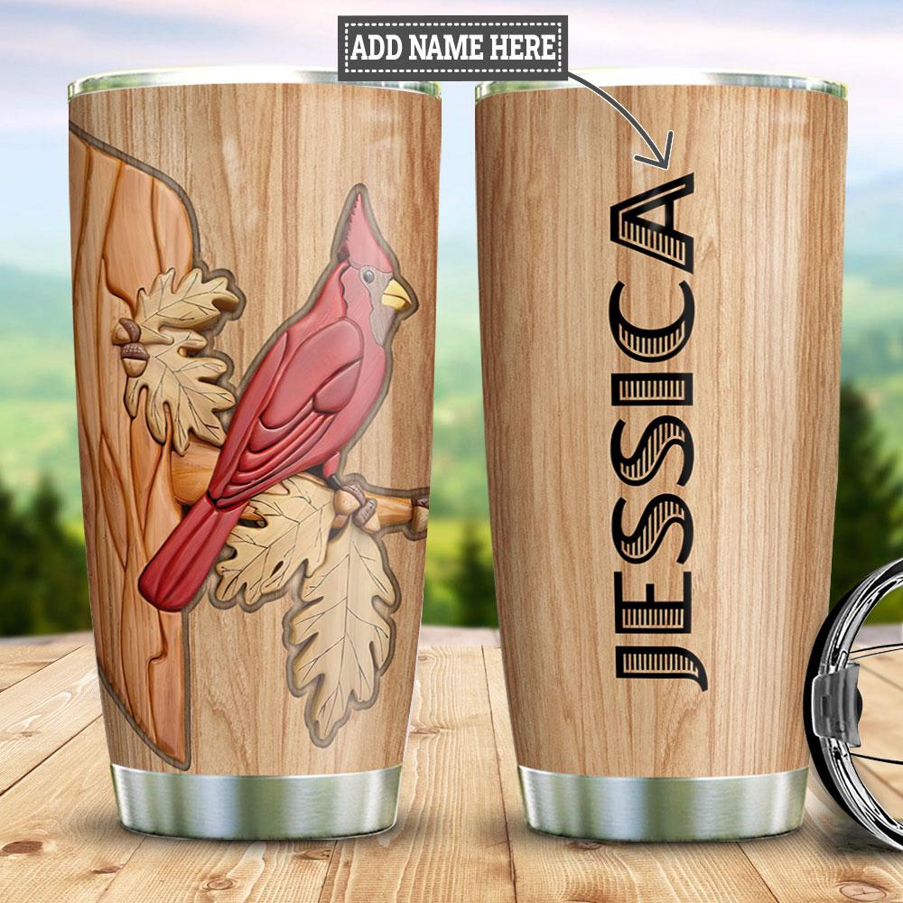 Personalized Cardinal Tumbler Wood Style