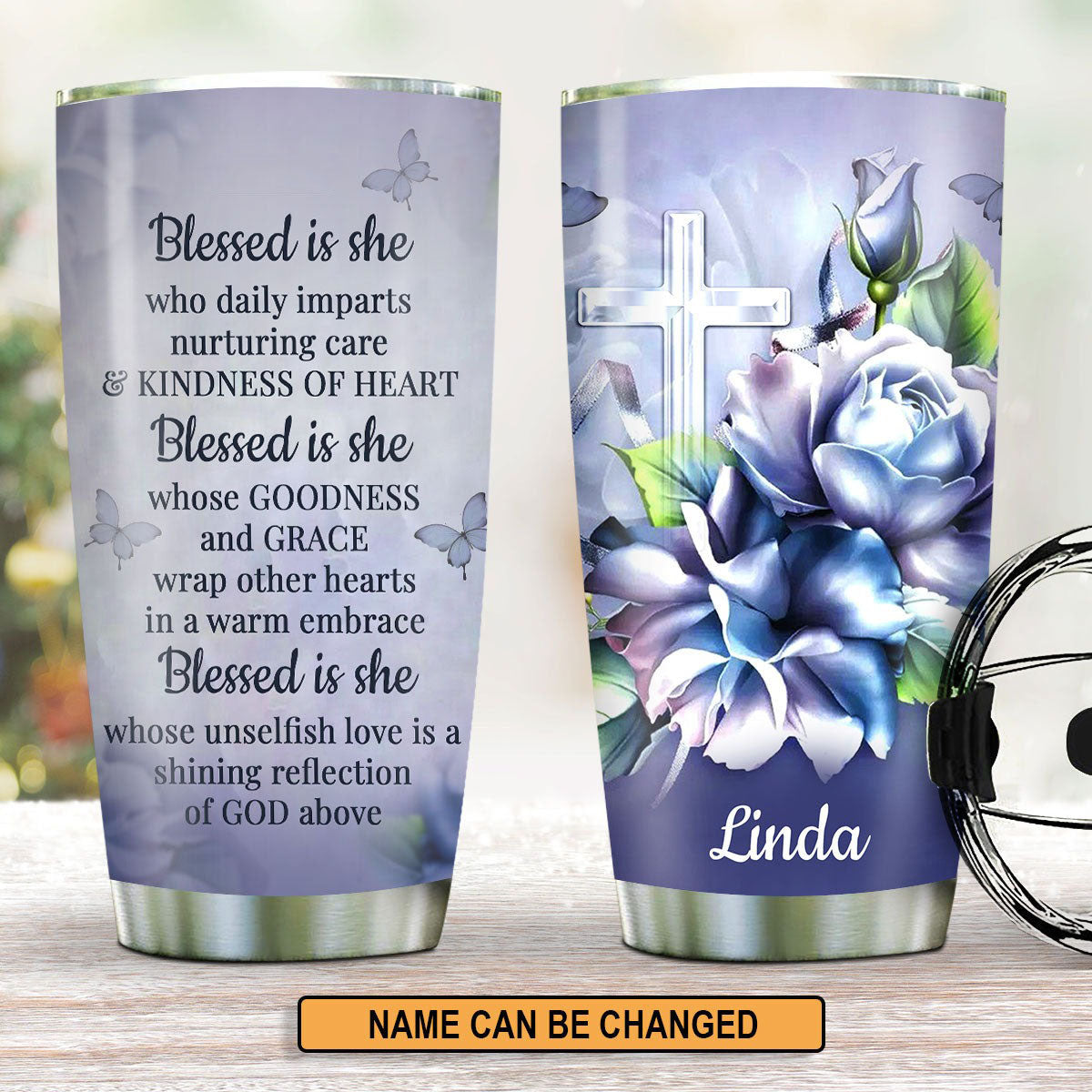 Personalized Christian Tumbler Blessed Is She