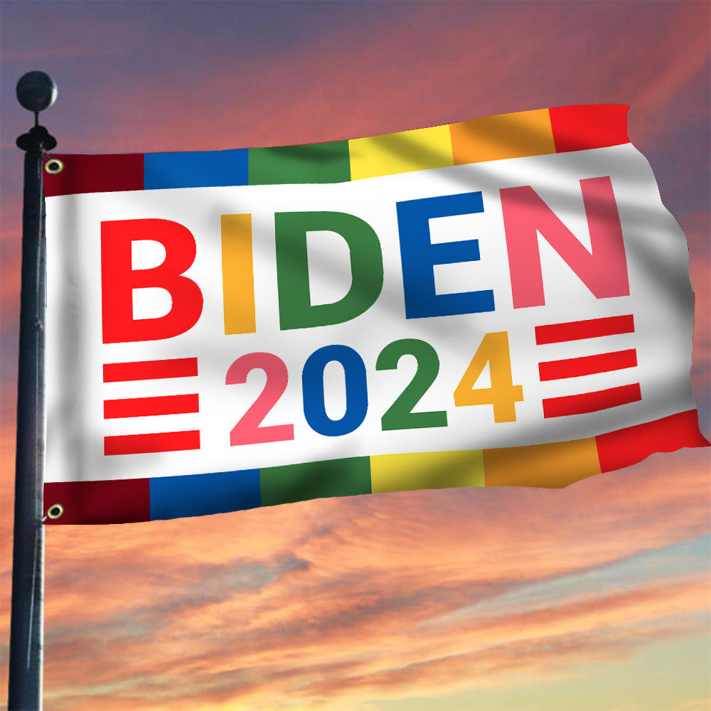 Biden 2024 Flag LGBTQ Hope Love Peace Biden Harris Campaign Merch 2024 Presidential Election