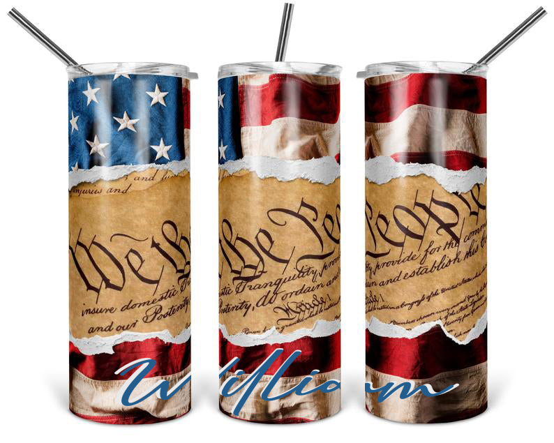 Personalized Skinny Tumbler Patriotic American We The People Constitution