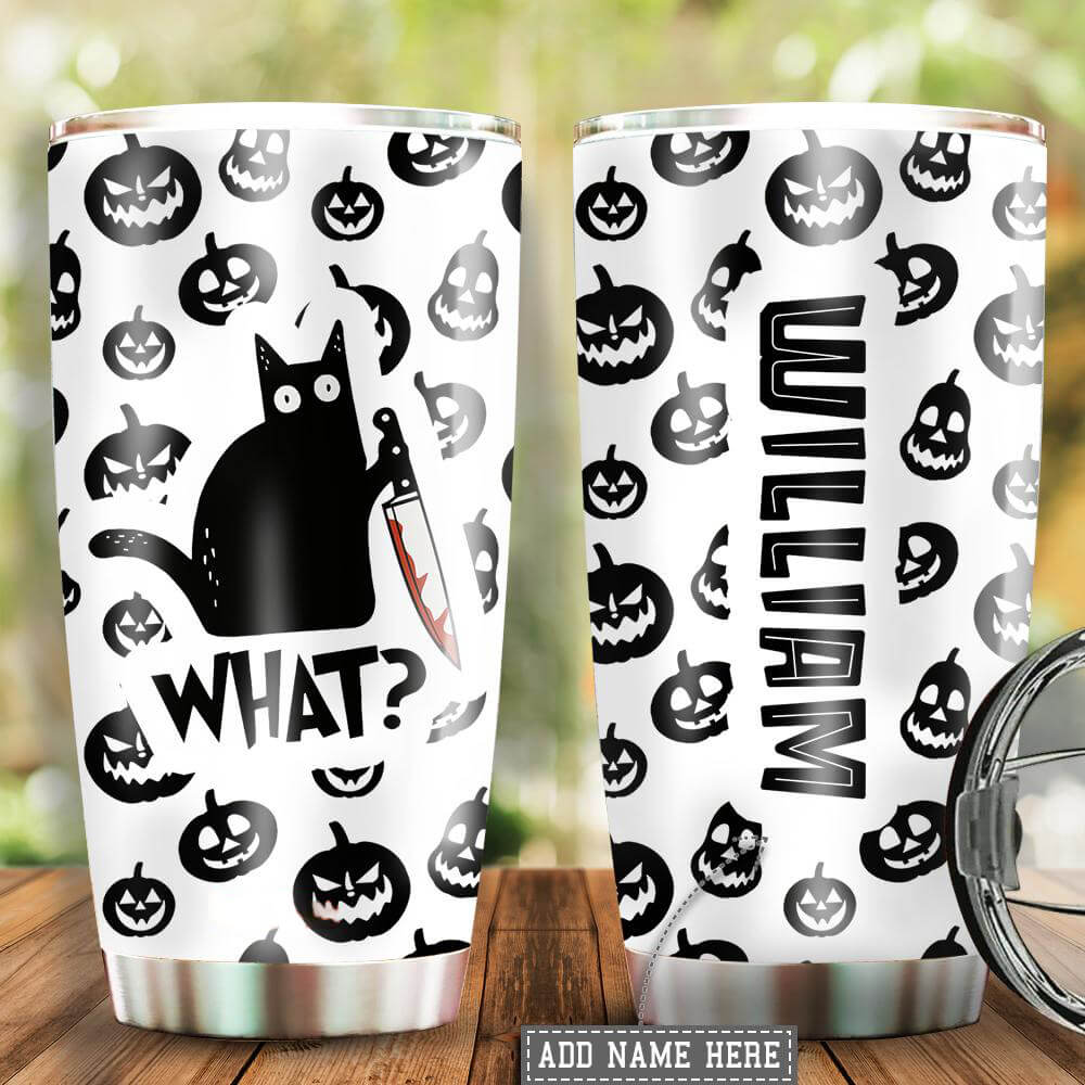 Personalized Halloween Tumbler What Cat Tumbler