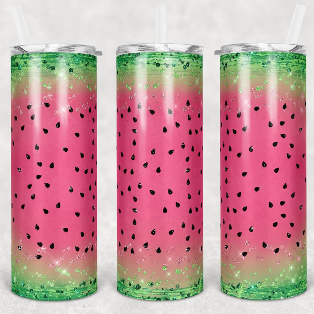 Glitter Watermelon Skinny Tumbler