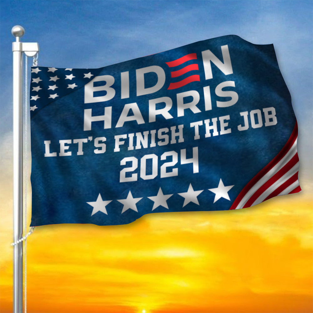 Biden Harris Let's Finish the Job 2024 Flag Vote Joe Biden 2024 Presidential Slogan