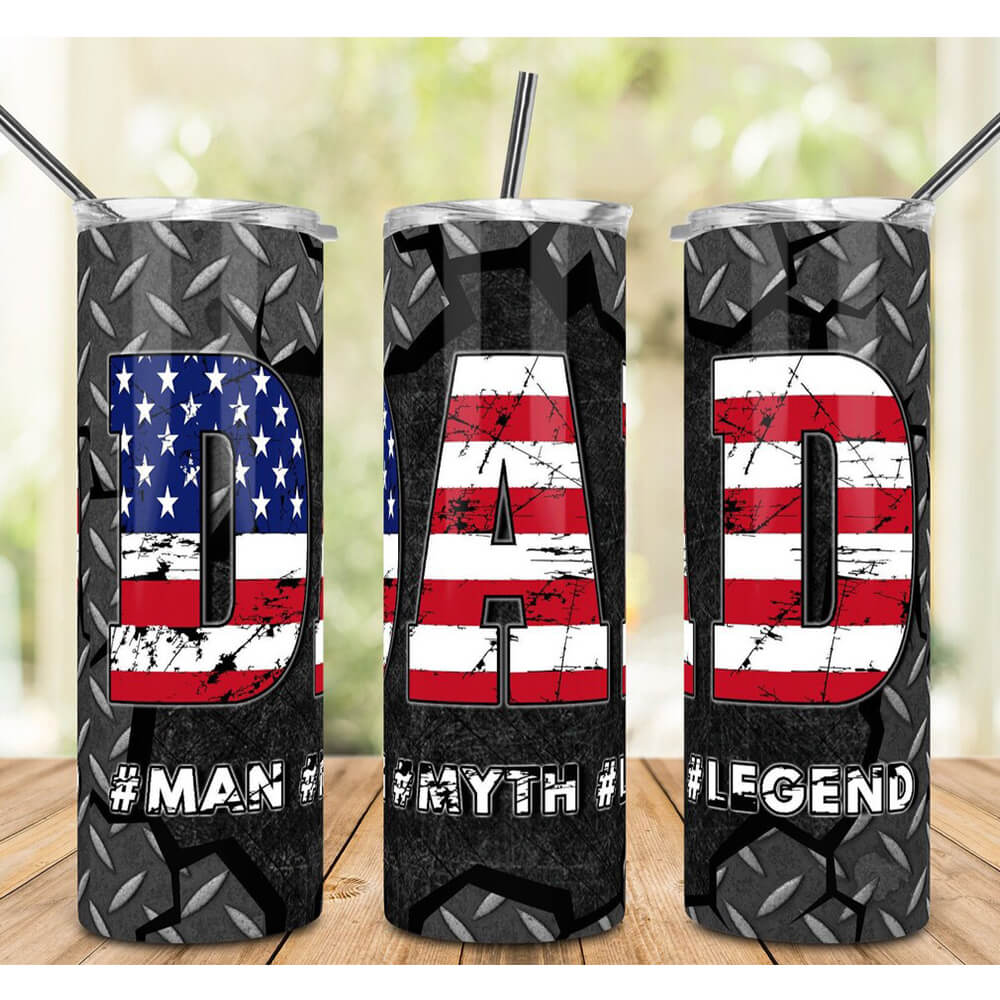 Dad Skinny Tumbler Man Myth Legend American Flag