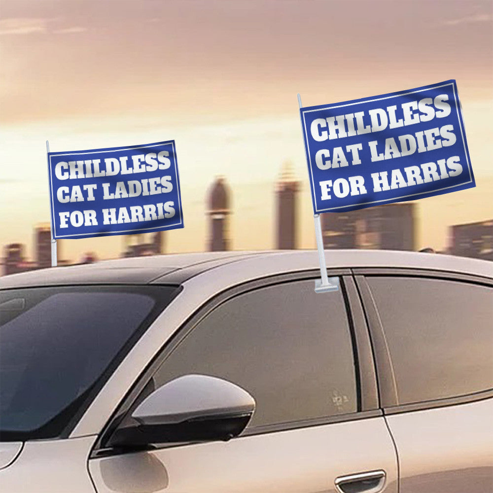 Childless Cat Ladies For Harris Car Window Flag Funny Harris For President 47 Flag Decor