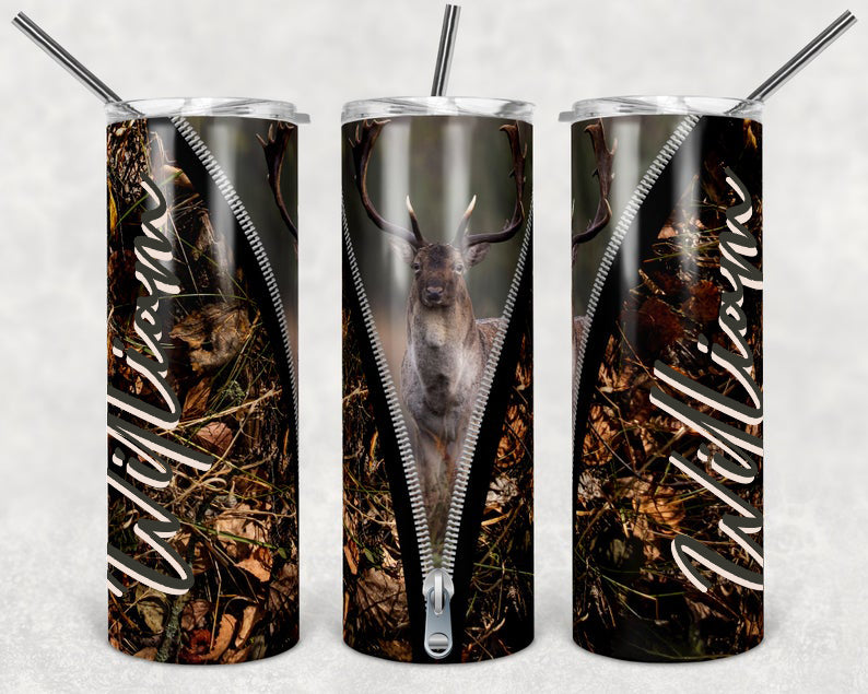 Personalized Skinny Tumbler Deer Hunting Custom Name Tumbler