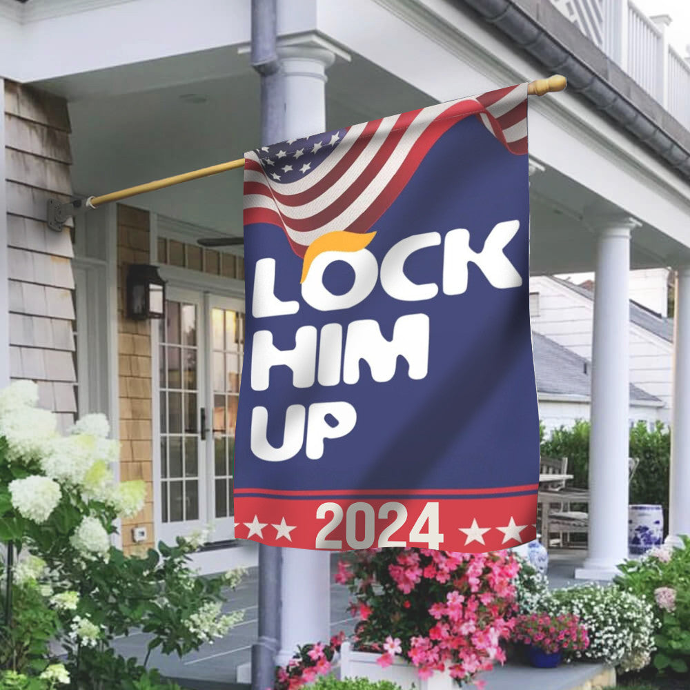 Trump 2024 Lock Him Up Flag Anti Trump For Prison Flag Election Campaign Merchandise