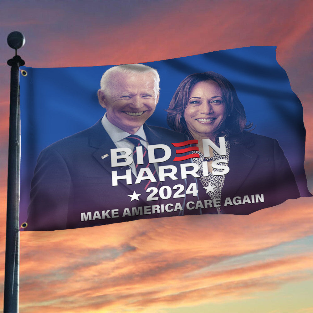 Biden Harris 2024 Make America Care Again Flag Biden Harris Campaign Merch For Supporters