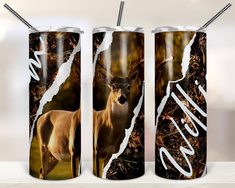 Personalized Skinny Tumbler Deer Hunting