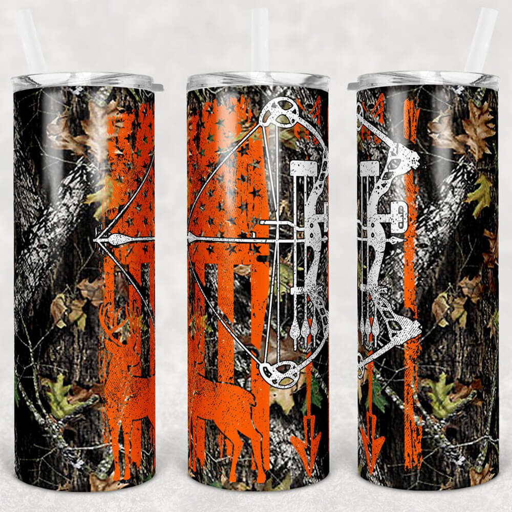 Deer Hunting Skinny Tumbler With Bow