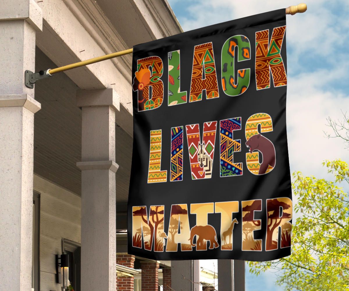 Black Lives Matter Flag Traditional African Patterns Letters Flag Outdoor Decor