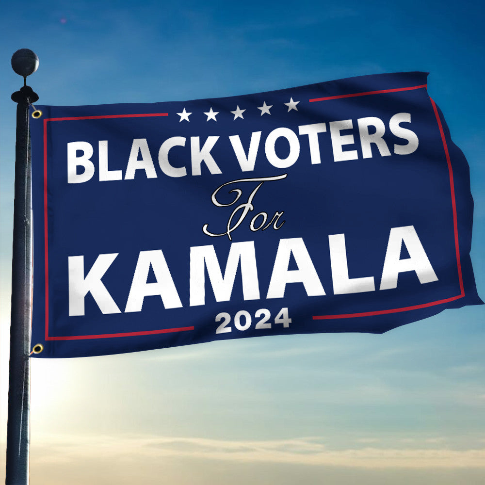 Black Voters For Kamala 2024 Flag Harris For President Flag Political Merch