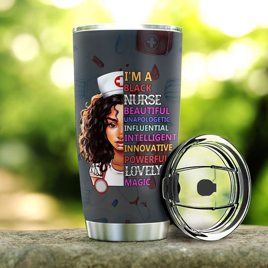 Personalized 20oz Black Nurse Tumbler I Am A Black Nurse