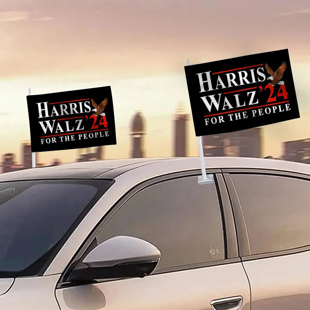 Bald Eagle Harris Walz 24 For The People Car Window Flag Support Democrat Harris Walz Flag